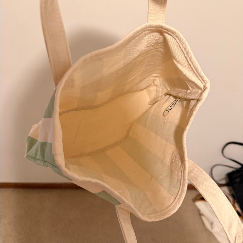 Summer Fridays Green and Cream Striped Tote Bag - Picture 2 of 2
